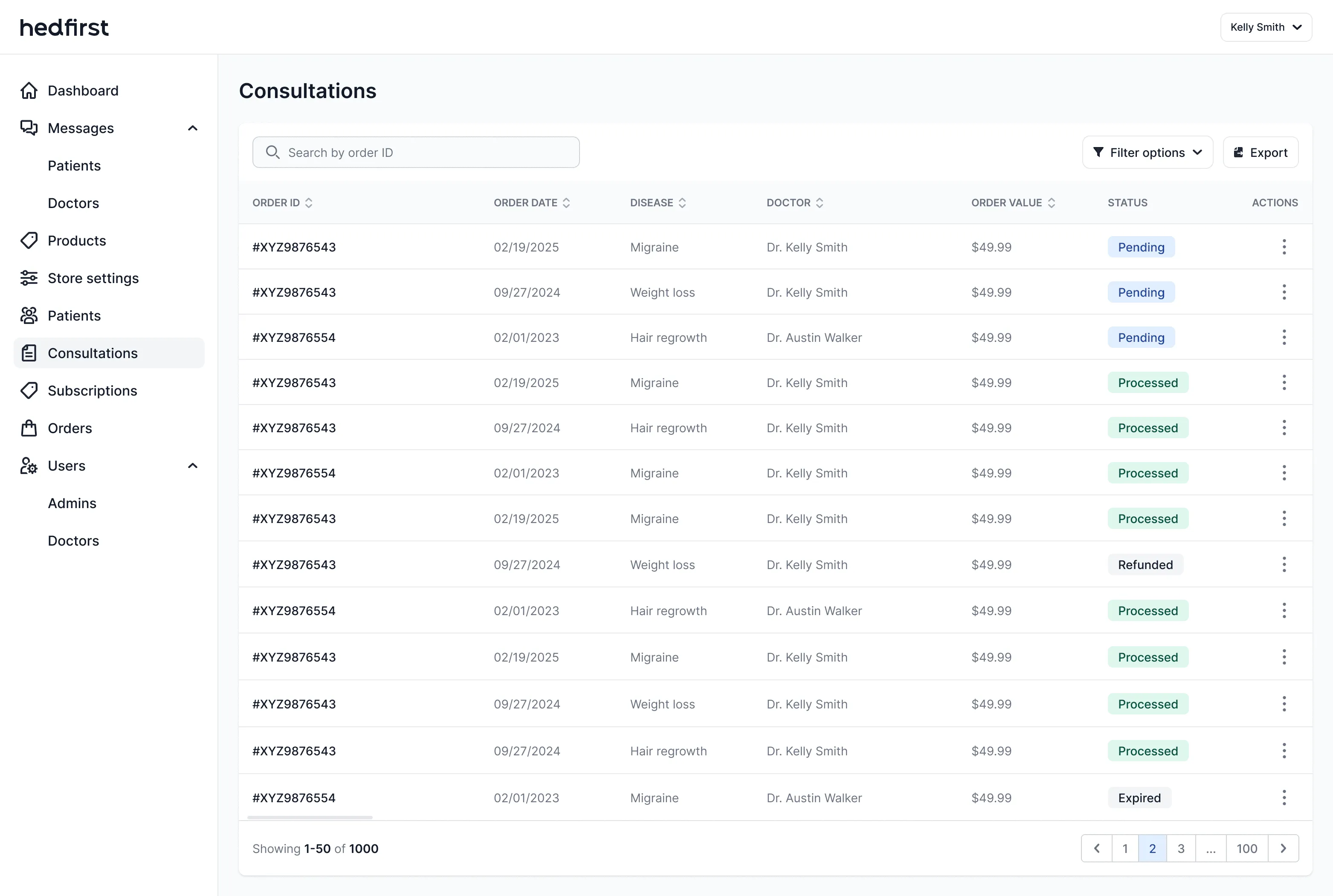Hedfirst consultations admin