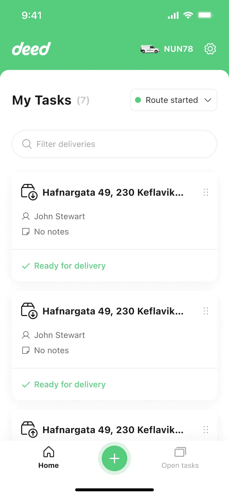 Deed driver app task list