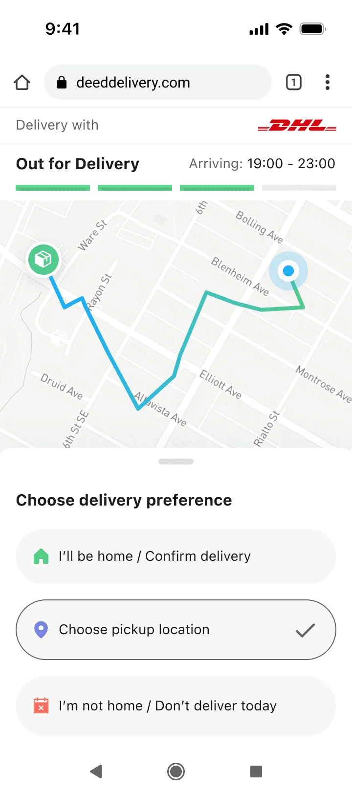 Deed receiver tracking screen
