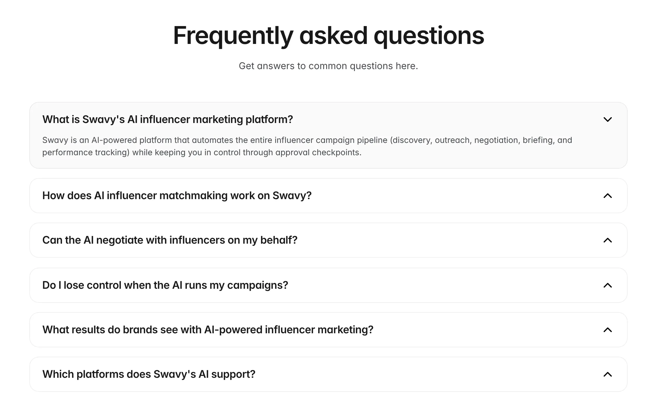 Frequently asked questions accordion