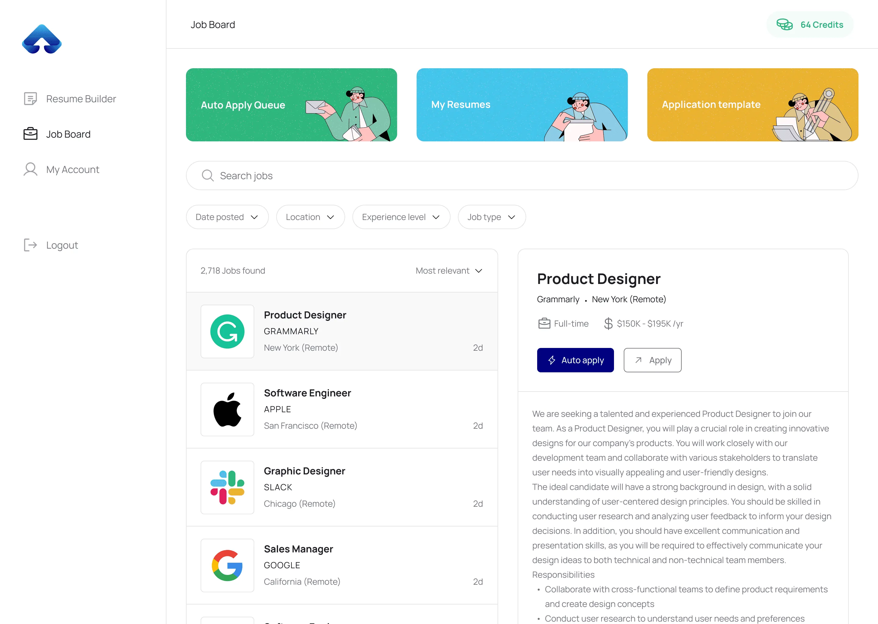 JobSolv job board dashboard