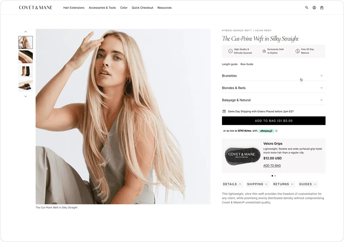 Product detail page