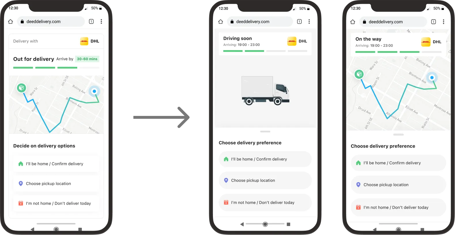 Customer journey from out for delivery to on the way