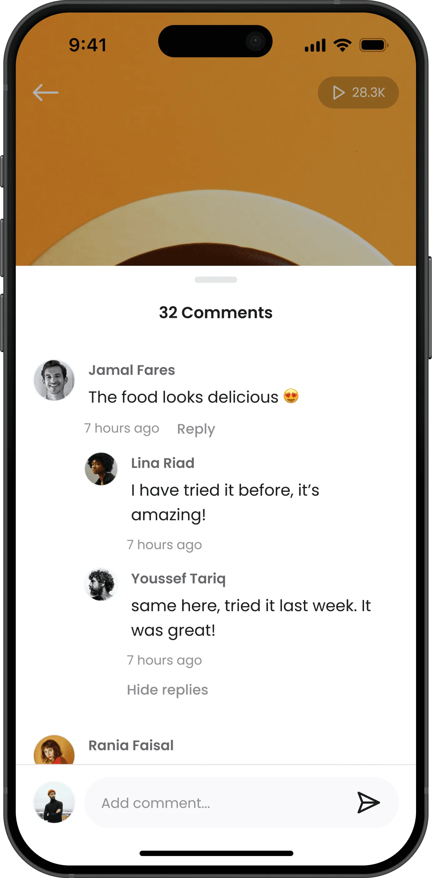Comments on a food reel