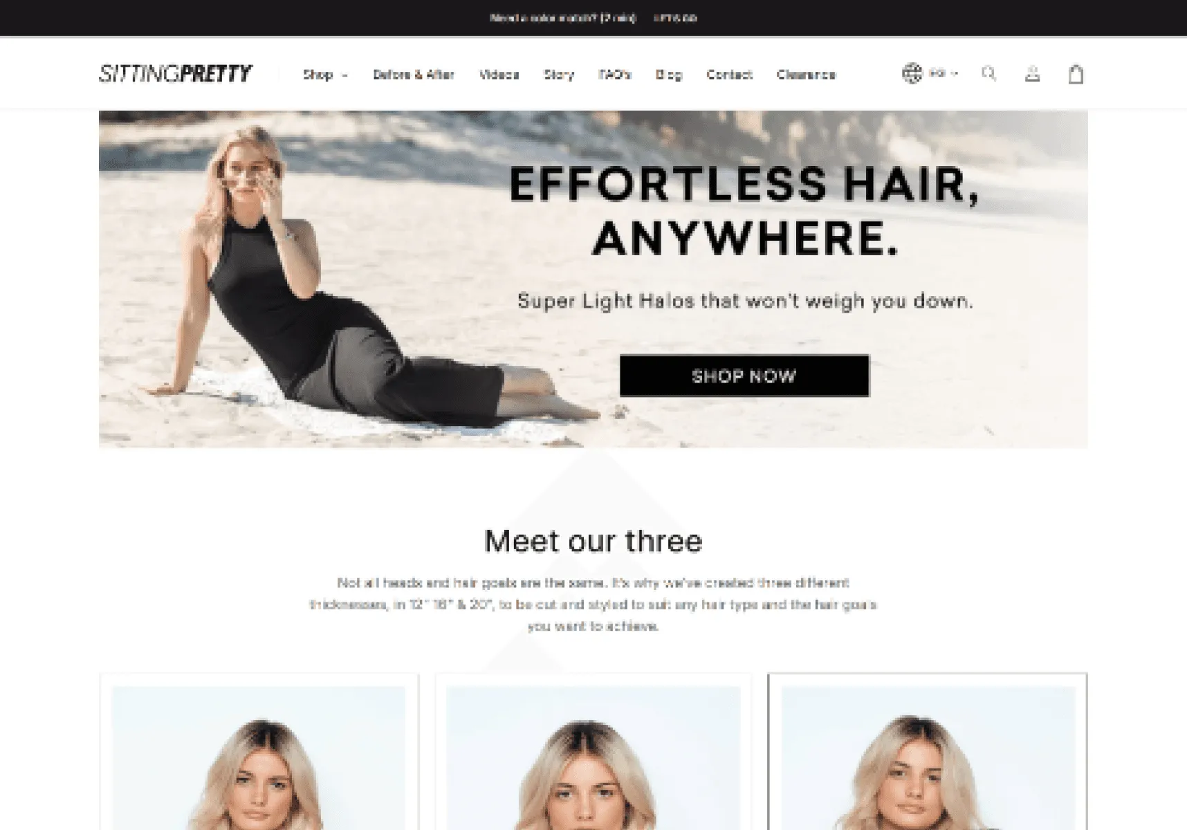 Sitting Pretty Halo Hair home page hero
